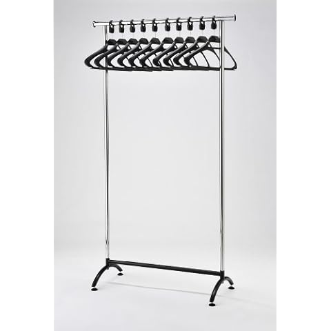 RACK51 Chrome Coat Stand. Office Coat Rack with Black Hangers Cover