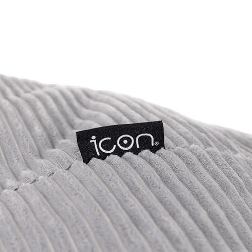 Icon Dalton Sitzsack mit Hocker Cord, Grau, Gaming Sitzsack Erwachsene mit Füllung, Bean Bag, Cord Sessel, Lounge Sessel, Lounge Stuhl, Schlafzimmer, Wohnzimmer, Wohnzimmer Möbel