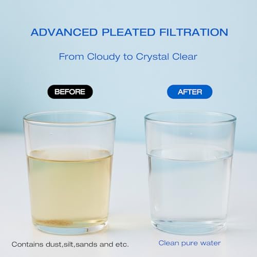 Image of H&G Lifestyles Pleated Sediment Water Filter for Well Water, 10 x 4.5 | 5 Micron Whole House Water Filters, Compatible with 84637, WPX5BB97P, PC10, 355214-45, 355215-45, WP10BB97P, WP5BB97P