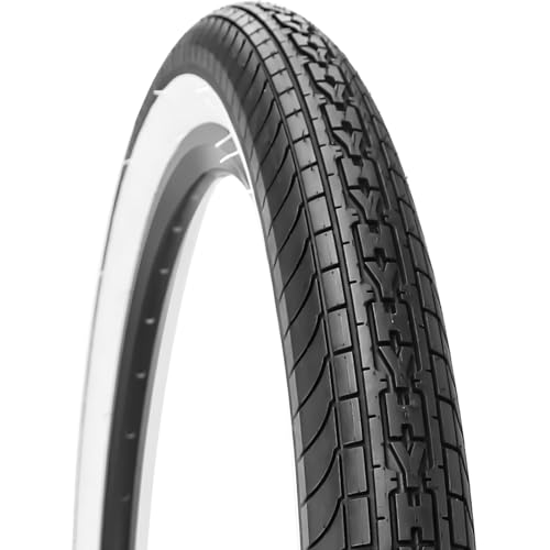 SIMEIQI 26x2.35 Inch Beach Cruiser Bike Tire Black White Wall or Brown Cream Wall Folding Replacement Bicycle Tire for Hybrid City Commuter Trail (Black White 1 Tire, 26x2.35)