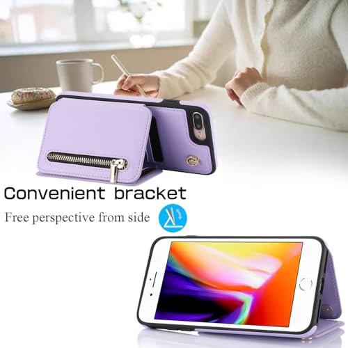 Étui pour iPhone 8 Plus portefeuille RFID housse porte-carte fermeture éclair