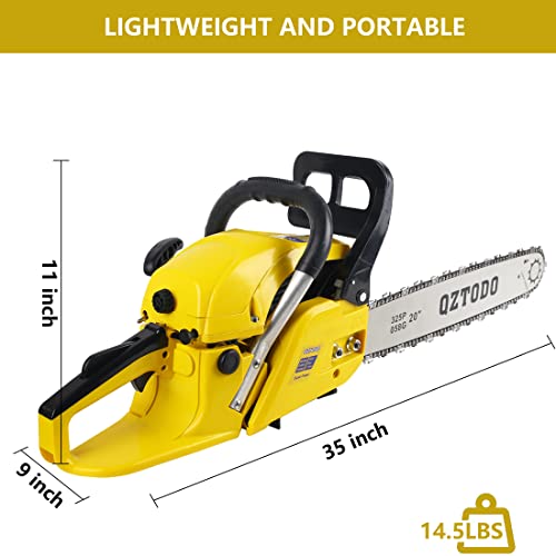 Qztodo Gas-Powered-Chainsaw - 20 Inch Chain Saw 58 Cc 2-Cycle Cordless Handheld Automatic Chain Oiler Garden Tool For Cutting Wood Trees #TOP5