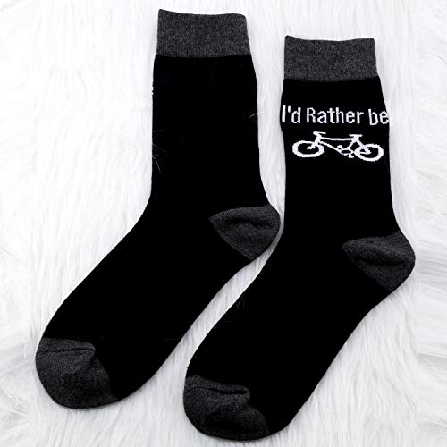 MBMSO Funny Bike Socks Cyclists Gifts 2 Pairs I'd Rather be Biking Socks Gift for Biker Novelty Cycling Lover Gifts3
