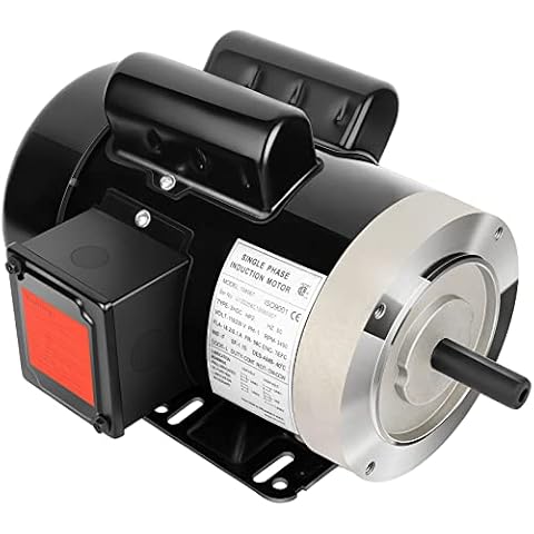 2HP Electric Motor 3450 RPM General Purpose Single Phase Motor 56C Frame 115V/230V 5/8" Shaft Diameter Rolled Steel Shell TEFC 60HZ Cover