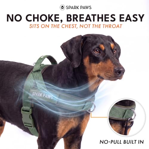 Image of Spark Paws No Pull Front Clip Dog Harness - Easy On, Padded and Lightweight | Two Clips, On in Seconds, Chest Bearing, Australian Style, No Throat Pressure, for Small Medium and Large Breeds