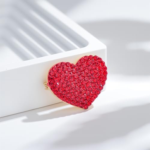 Image of Heart Brooches for Women Rhinestone Crystal Heart Brooch Pin Gift for Wife Girlfriend