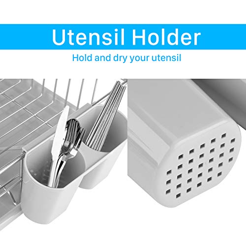 Ejoyous Dish Drainer Rack, Dish Drying Rack with Removable Drip Tray Dish Rack Chopstick Spoon Fork Storage Dish Rack Drainers for Kitchen - Image 5