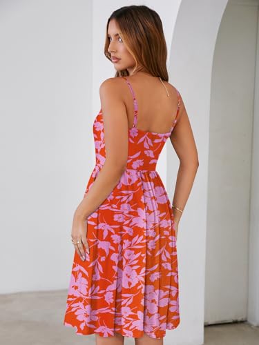 Image of YATHON Casual Dresses for Women Sleeveless Cotton Summer Beach Dress A Line Spaghetti Strap Sundresses with Pockets
