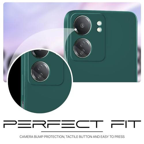 Image of WOW IMAGINE Back Cover for Xiaomi Redmi 13C 4G | Poco C65 | Ultra Slim Soft Rubberised Case | Inner Velvet Fabric Lining | Matte Silicone Flexible Mobile Case | Camera Protection - Green