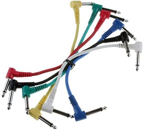 Foto4easy Set of 6 Pcs Guitar Patch Cable Effects Pedal 1/4" Right Angle AMP Cords 11.8 Inch / 30cm Length