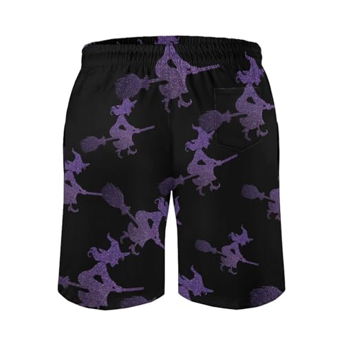 Halloween Witch Mens Swim Trunks Quick Dry Board Shorts Beach Swimwear Bathing Suits3
