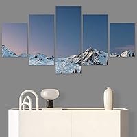 SIGNWIN 5 Panel Canvas Wall Art Snow Mountain for Home Decorations Ready to Hang - 60