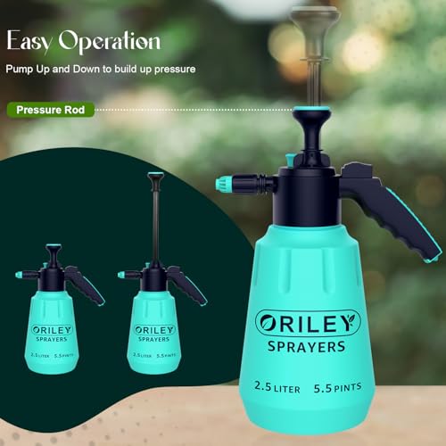 Image of ORILEY 2.5Litre Multifunctional Manual Garden Sprayer Pressure Pump Water Bottle with Nozzle Handheld Mist Spray for Flowers Plant Watering Car Glass Home Pesticide & Cleaning (Random Colour)
