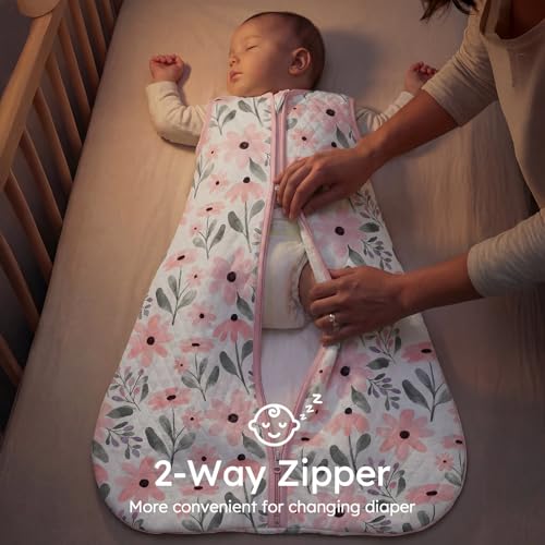Image of Yoofoss Baby Sleep Sack 0-6 Months 1.0 Tog Sleep Sack Organic Cotton Wearable Blanket for Newborns 2-Way Zipper Quilted Sleeping Sacks(Small)