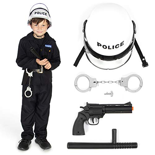 Hauntlook Prepared for Duty Police Officer & Gear - Law Enforcement Outfit & Accessories (Youth Small) Blue