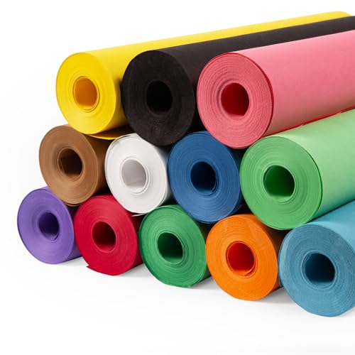 Paclord Multi-Color Construction Paper Set 12" x 100 ft – 12 Colors, Made in USA – Bulletin Board Paper for Classrooms, School & Arts Crafts