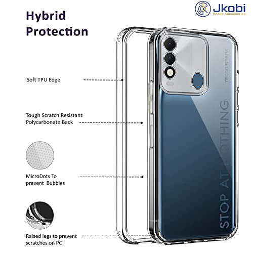 Image of Jkobi Back Cover for Tecno Spark 8 (Silicone Clear Shockproof Case with Camera Protection | Soft and Flexible | Transparent)