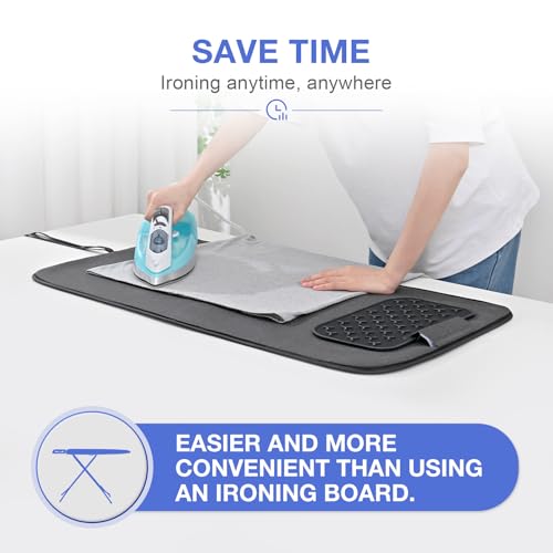 KINGRACK Ironing Mat, Iron Padding with Silicone Iron Rest for Steam on Tabletop or Bed, Heat Resistant, Portable, Quilting & Travel Blanket, Black - Image 8