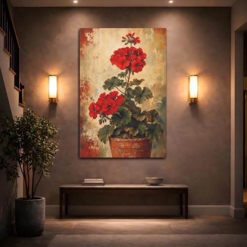 Impression géranium rouge sur toile châssis premium de 3 cm - 2