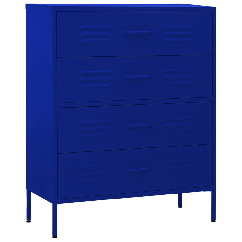 vidaXL Komoda z szufladami granatowa 80 cm x 35 cm x 100 cm stal