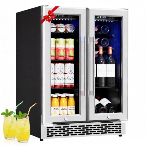 Image of 24 Inch Dual Zone Wine and Beverage Refrigerator, Hold 21 Bottles & 90 Cans