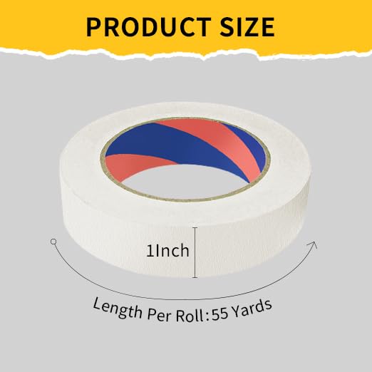 Image of Painters Tape, 1 inch x 55 Yards x 2 Rolls White Painters Masking Tape for Indoor and Outdoor Use, Medium Adhesive Paint Tape for DIY Crafts, Arts, Painting, Easy Removal