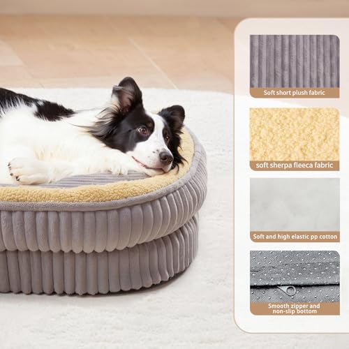 Orthopedic Dog Bed for Small Dogs Breeds, High Density Egg Crate Foam Dog Sofa Beds,Oval Kennel Bed, Pet Couch Bed with Four Sided Bolster, Removable Washable Cover& Non-Slip Bottom - Image 3
