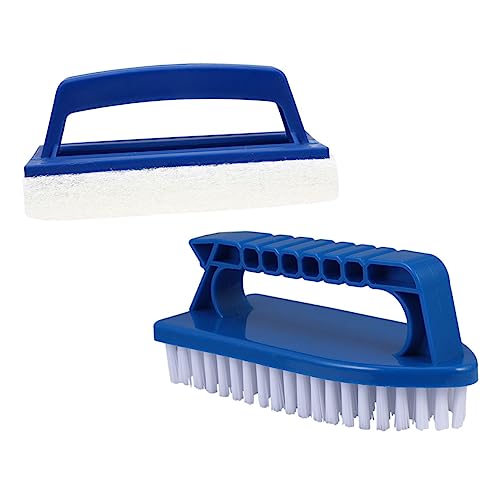 NULYLU Swimming Pool Brush Set 2-Piece Pool Cleaning Kit Multi-Purpose Brush Tile Deck Cleaner