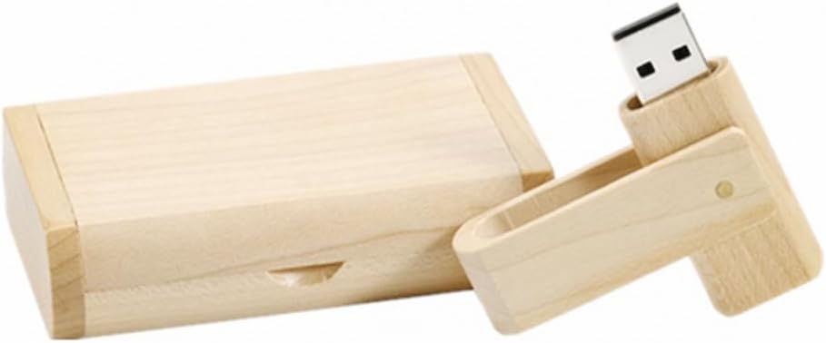 5 Pcs Wooden USB Flash Drive Memory Stick Pen Drive with Wooden Box (Rotatable Maple Wood, 2.0 4GB)