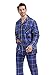 amaxer Men's Flannel Pajamas Set Men's Home Fashion Pajamas Top with Pockets Pants with Drawstring 100% Cotton Soft Pjs for Men，Blue and black plaid with white lines，M