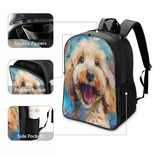 Mochila impermeable 3D de perro caniche para evitar ropa mojada en la guardería y preescolar 3