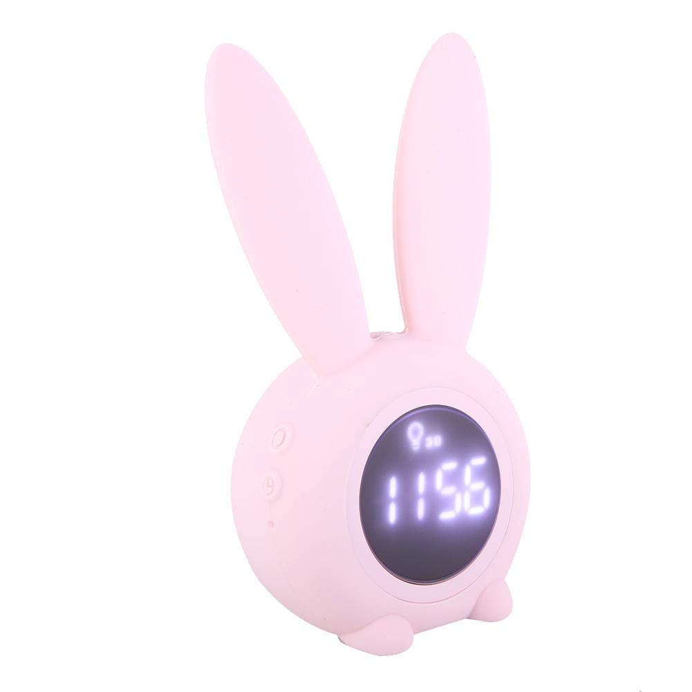 Fdit Multifunktions Cartoon Kaninchen LED Bildschirm Timing Alarm Temperatur Tischuhr MEHRWEG VERPACKUNG(Rosa)