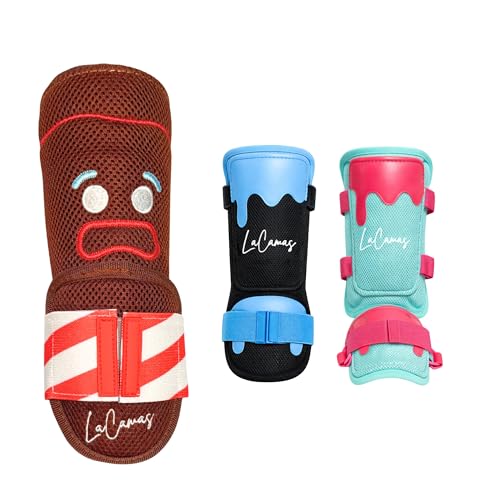 Lacamas Baseball Leg Guard for Batting (Youth & Adult) | Shin & Ankle Protection | Right & Left-Handed Hitters | Adjustable Lightweight | Drip Design (Gingerbread & Ice Cream) (Gingerbread Youth)