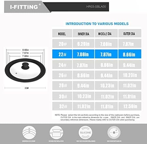 Miniatura 6 de HR Huare Technology - Tapa universal para olla, sartén, sartén para utensilios de cocina de 6.5, 7 y 8 pulgadas, apta para lavavajillas, tapa de