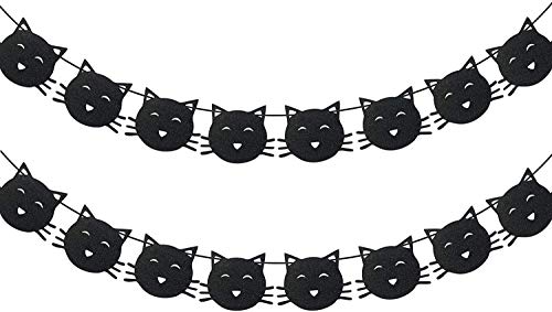 Black Glitter Kitty Cat Banner, Meow Banner, Kitty Cat Banner, Kitty Cat Garland, Kitty Cat Banner for Kitty Cat Meow Birthday Party Decorations-2 Packs