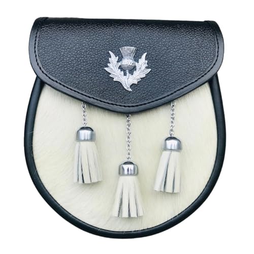 Scottish Kilt Sporran White Fur Mens Highland Wedding Semi Dress Sporran2