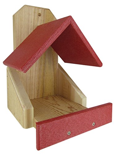 JCs Wildlife Cedar Robin Roost Birdhouse with Recycled Poly Lumber Roof (Red)
