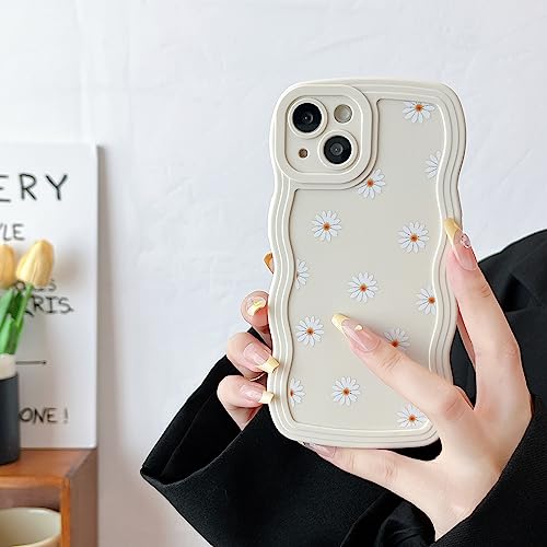 ZTOFERA Case for iPhone 13, Cute Curly Wave Frame Daisy