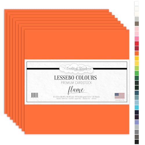 Papier cartonné orange 30,5x30,5 cm mat lot de 25 feuilles