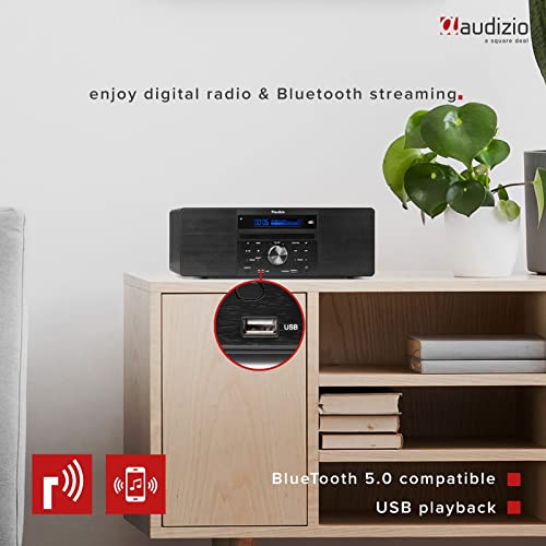 image for Audizio Prato Black DAB Radio with Bluetooth Compact Stereo Dual Speak