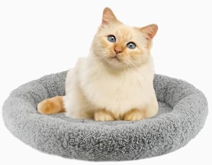 NAMSAN Katzenbett Rund Katzenkissen Donut Katzendecke Katzen Schlafplatz Plüsch Rutschfes Katzenkorb zum Schlafen, Grau
