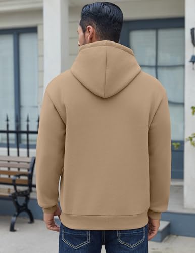 Image of COOFANDY Men Cotton Fleece Hooded Sweatshirt Casual Long Sleeve Hoodies Pullover Fashion Drawstring Hoodie with Kanga Pocket