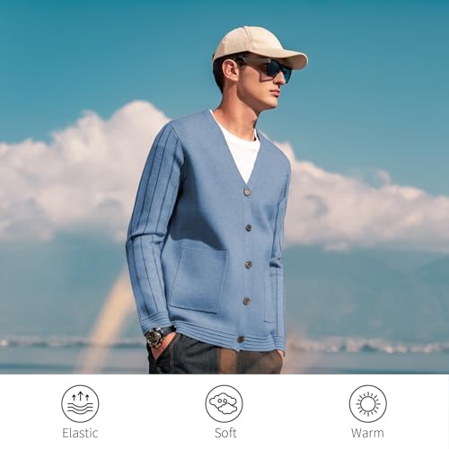 Image of Men's Cardigan Sweater Button Front V-Neck Long Sleeve Knit Sweaters