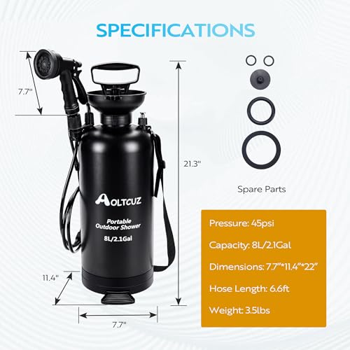 Ducha portátil 8L, 10 modos de rociado, para playa y camping miniatura 7