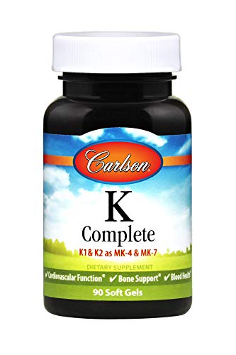 Carlson - K Complete, K1 & K2 as MK-4 & MK-7, Bone Health & Cardiovascular Support, 90 Softgels