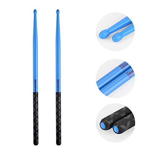 Ubblove Nylon Drumsticks 5A 2 Pair With Anti-Slip Handles For Drum Light Durable Plastic Exercise 2 Pair Drum Sticks For Kids Adults Musical Instrument Percussion Accessories (Blue And Green) #TOP2