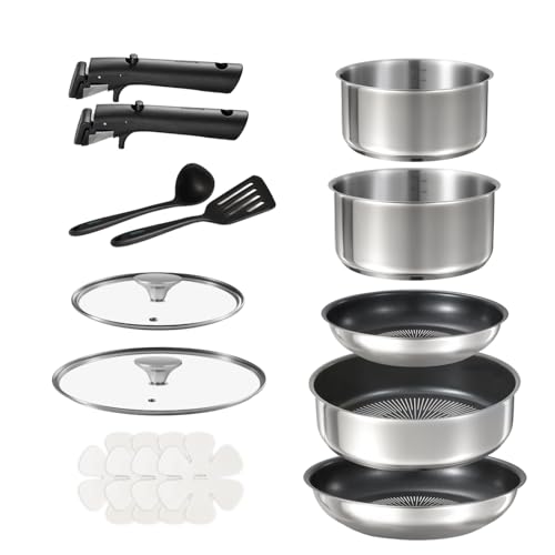 CAROTE カローテ フライパン 鍋 セット 15点 ステンレス IH・ガス火対応 食洗機対応 PFOAなどの有害物質不使用 プロ仕様 六層構造 高級感 軽量 長持ち 取っ手のとれる チタンコート スルスルすべる くっつきにくい 鍋セット お手入れが簡単