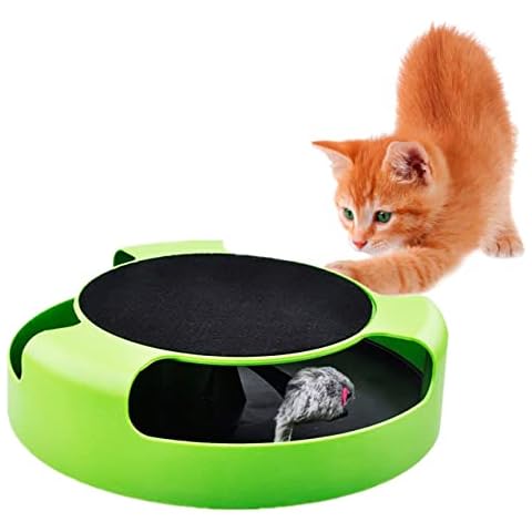 Juguete para gatos con rascador, ratón y rueda giratoria Cover