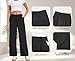 Oyamiki Womens Stretchy Wide Leg Business Casual Black Dress Pants Soft High Waisted Trousers with Pockets Fall Office Fashion M