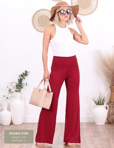 Image of Popana Wide-Leg Pants Palazzo Pants, Soft Lightweight Flowy Bootcut Wide Leg Lounge Pants for Women 3-Pack